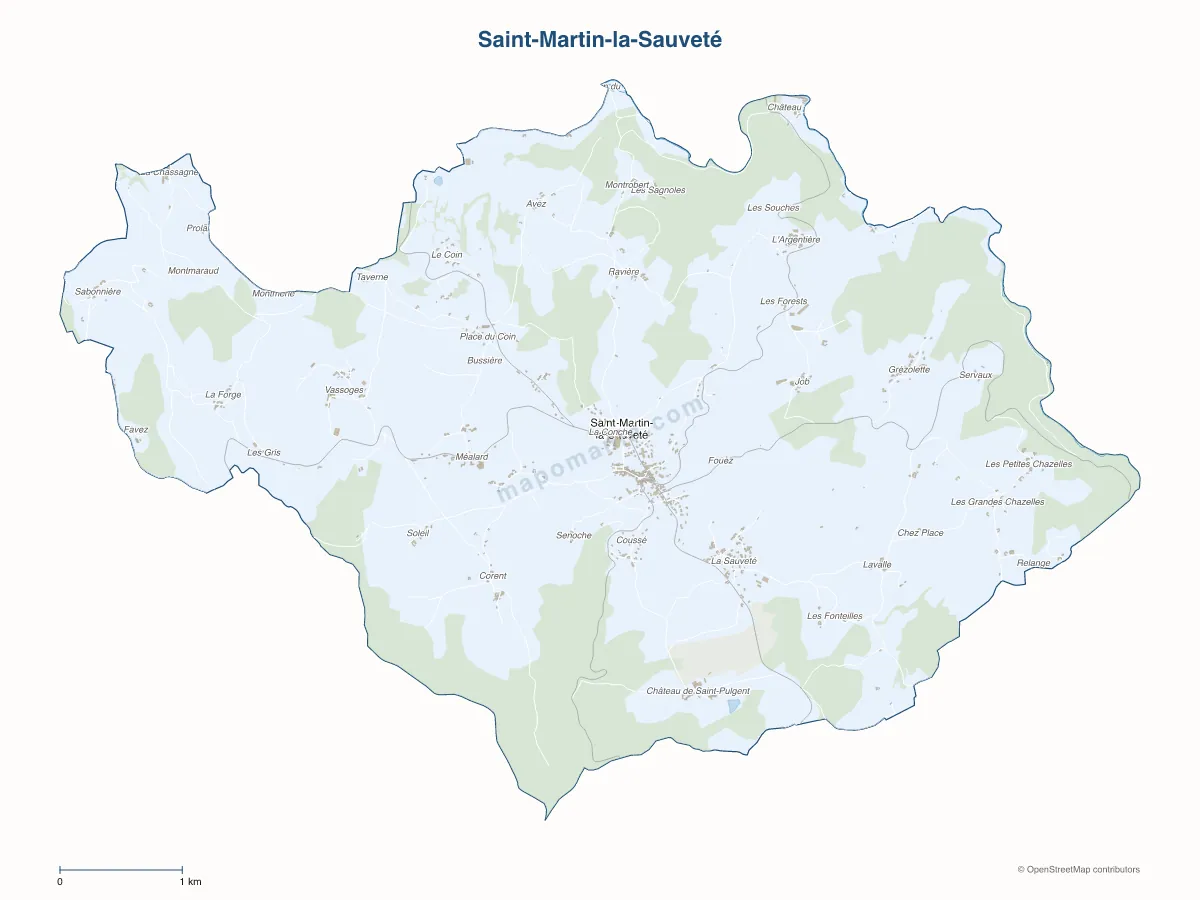 Carte de Saint-Martin-la-Sauveté à personnaliser