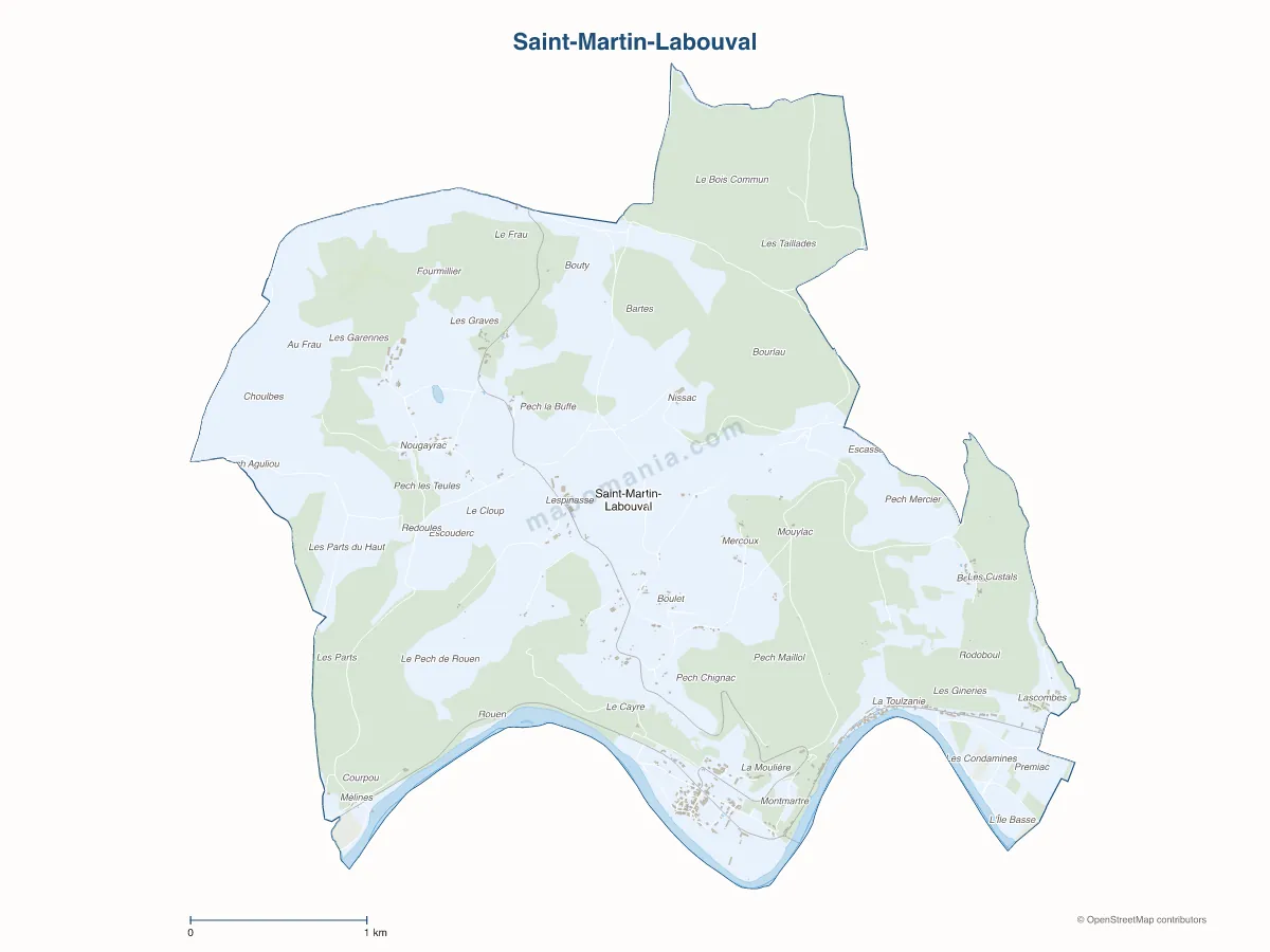 Carte de Saint-Martin-Labouval à personnaliser