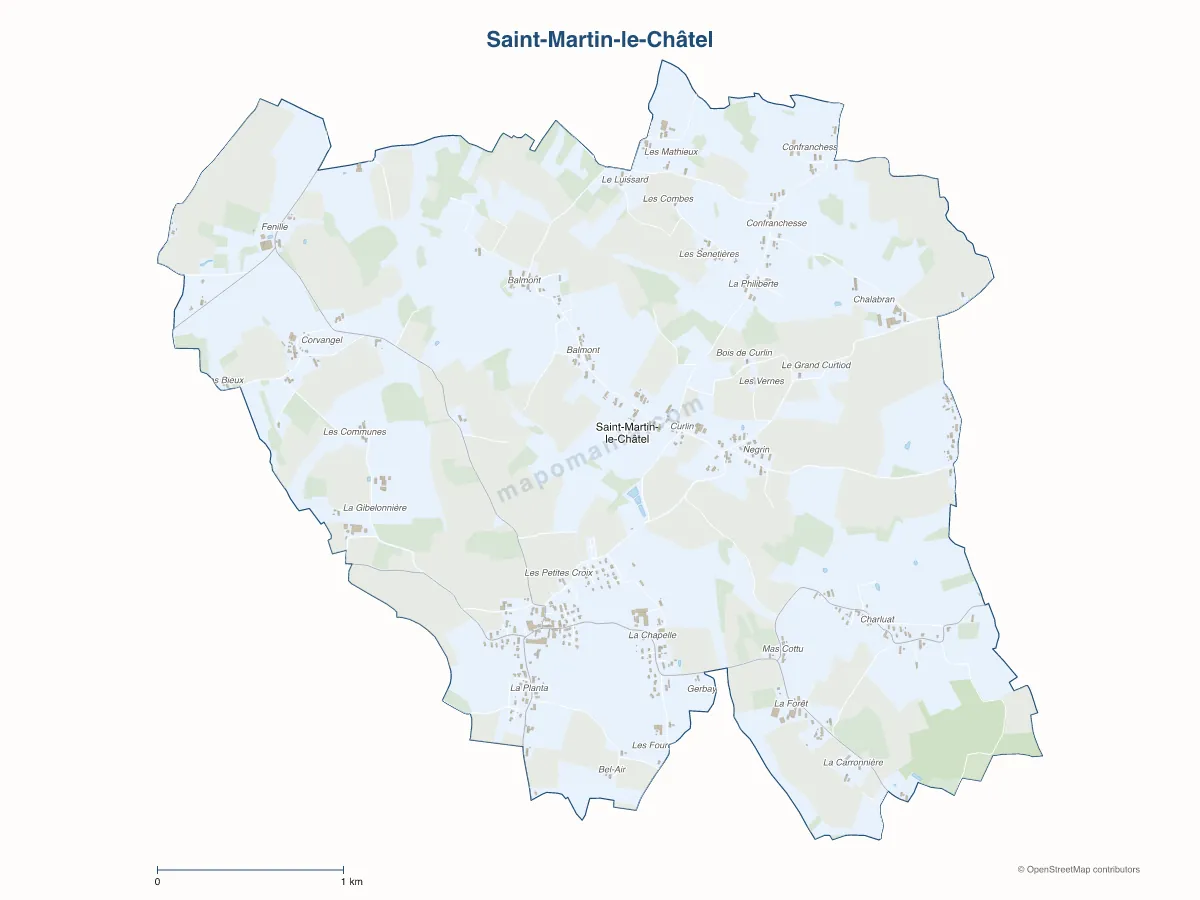 Carte de Saint-Martin-le-Châtel à personnaliser