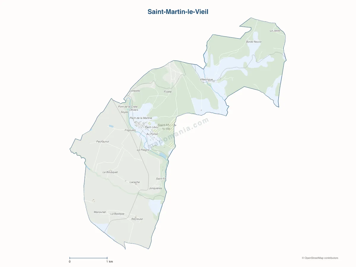 Carte de Saint-Martin-le-Vieil à personnaliser