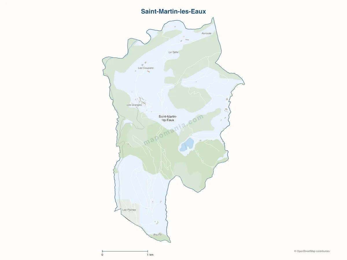Carte de Saint-Martin-les-Eaux à personnaliser