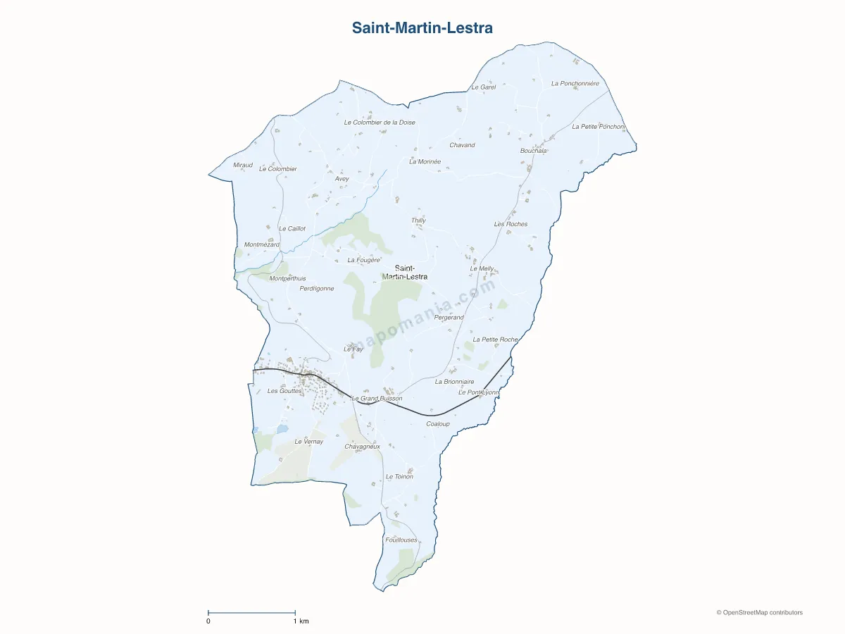 Carte de Saint-Martin-Lestra à personnaliser