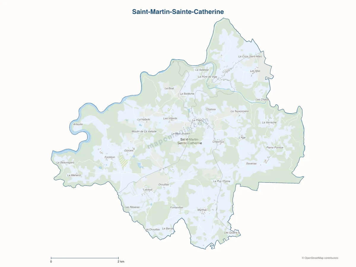 Carte de Saint-Martin-Sainte-Catherine à personnaliser
