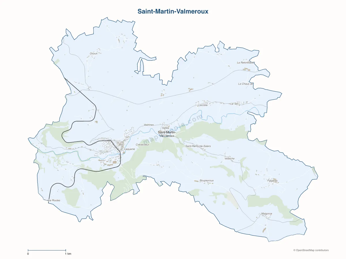 Carte de Saint-Martin-Valmeroux à personnaliser