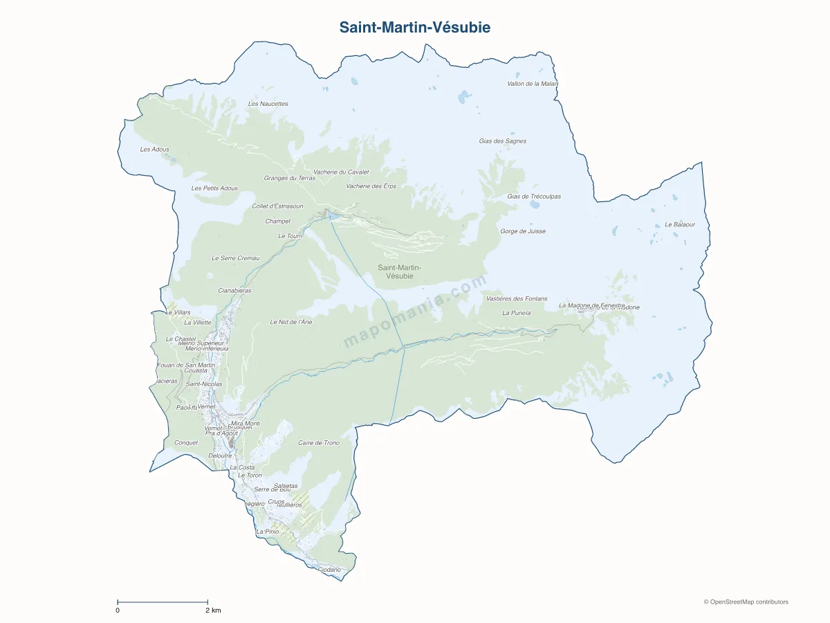 Carte de Saint-Martin-Vésubie à personnaliser