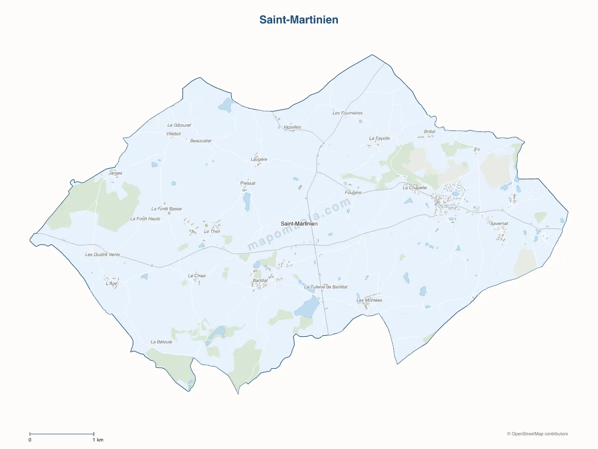 Carte de Saint-Martinien à personnaliser