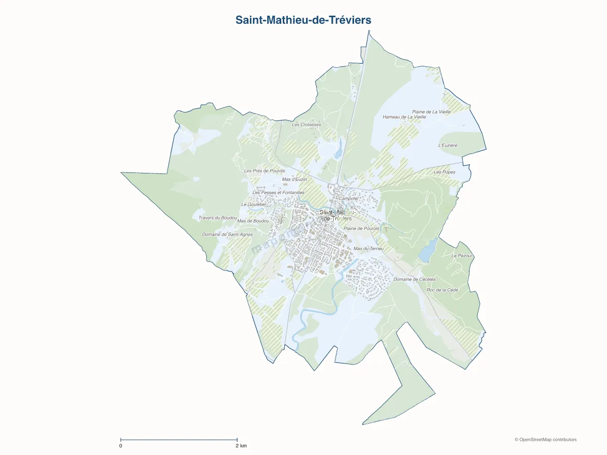 Carte de Saint-Mathieu-de-Tréviers à personnaliser