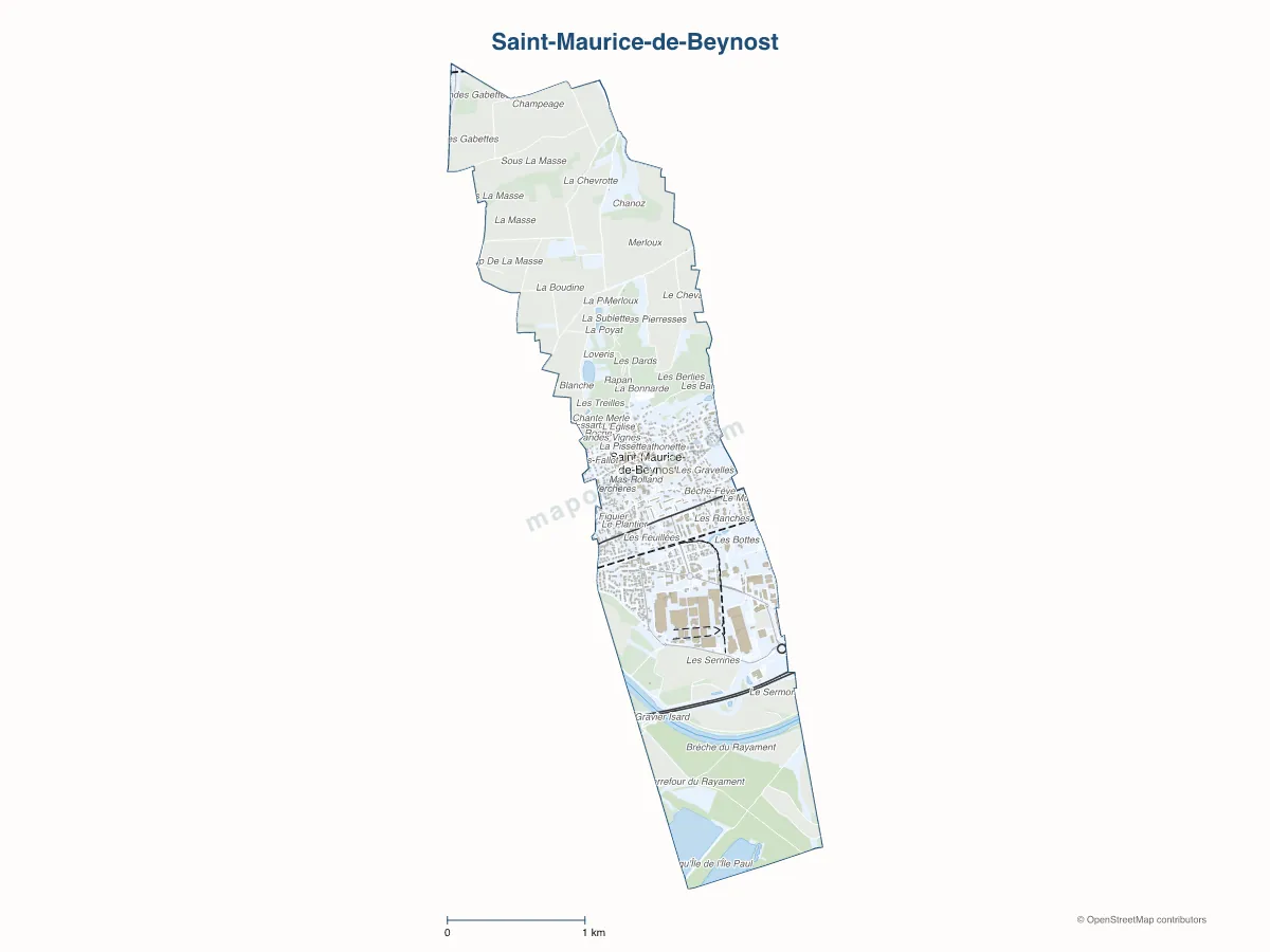 Carte de Saint-Maurice-de-Beynost à personnaliser