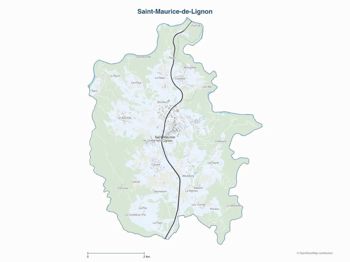 Carte de Saint-Maurice-de-Lignon à personnaliser