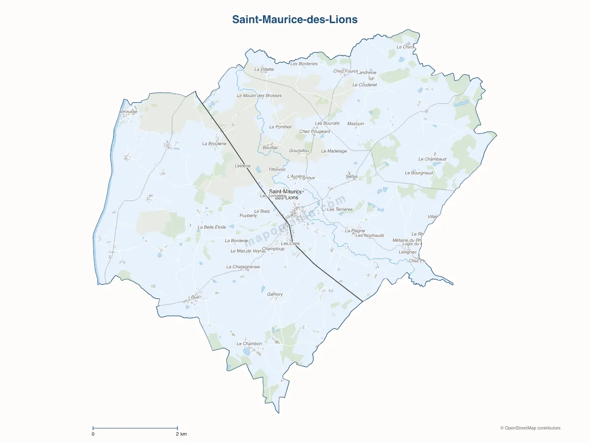 Carte de Saint-Maurice-des-Lions à personnaliser