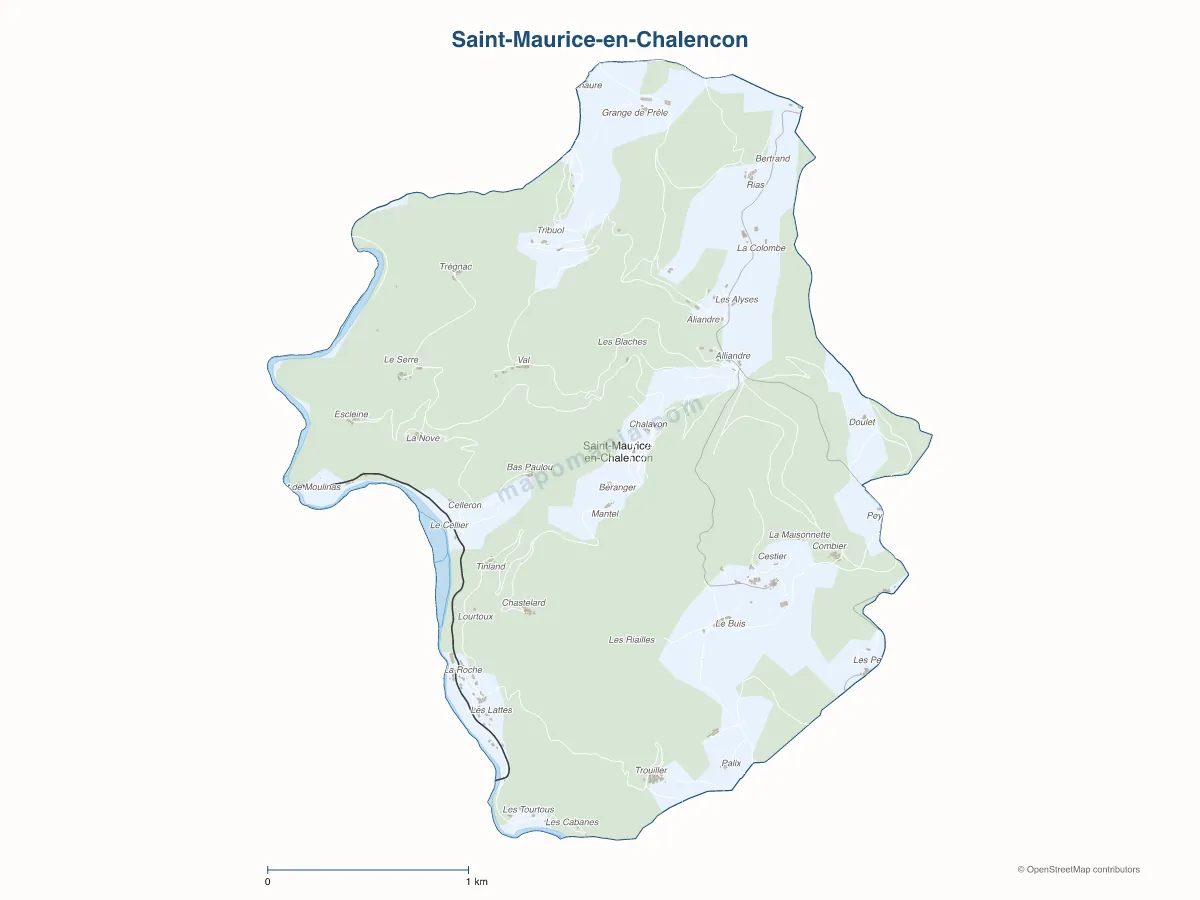 Carte de Saint-Maurice-en-Chalencon à personnaliser