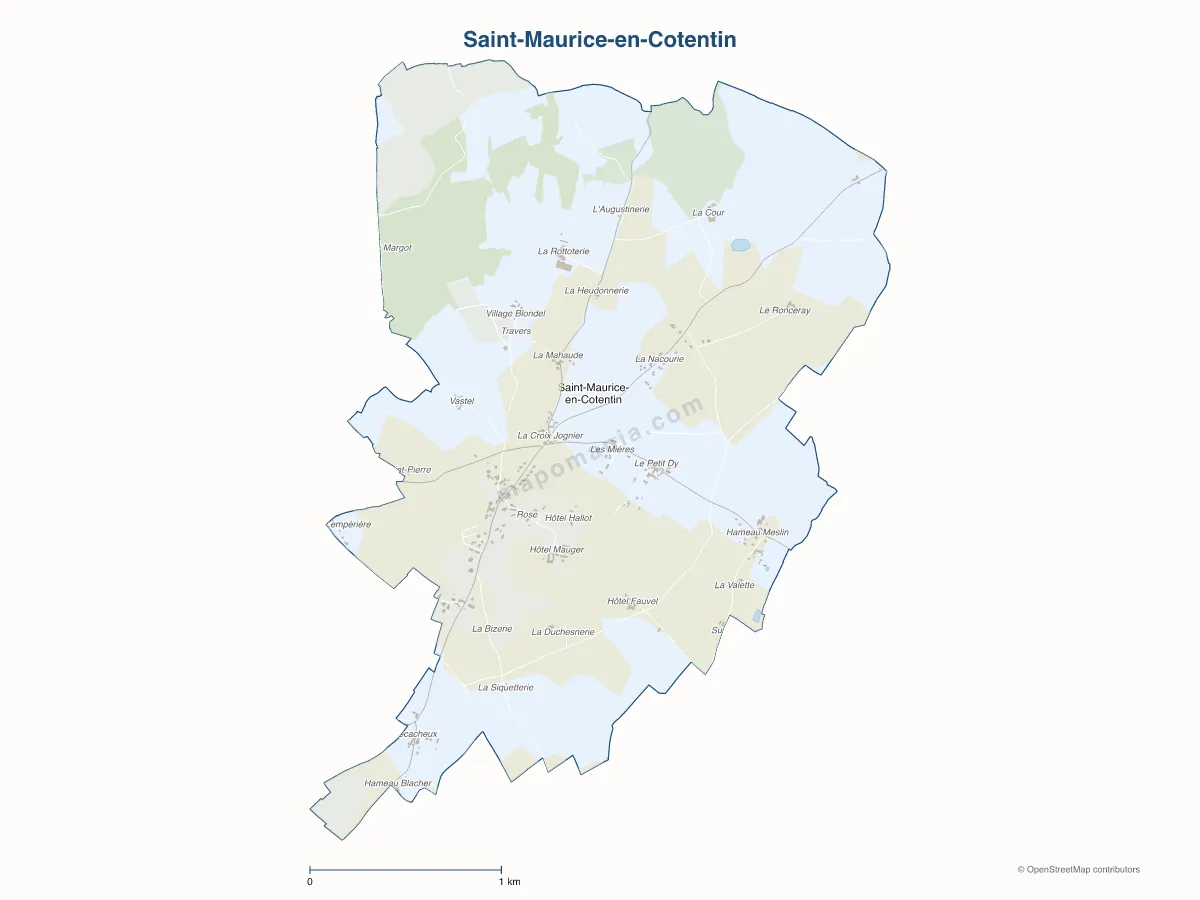 Carte de Saint-Maurice-en-Cotentin à personnaliser