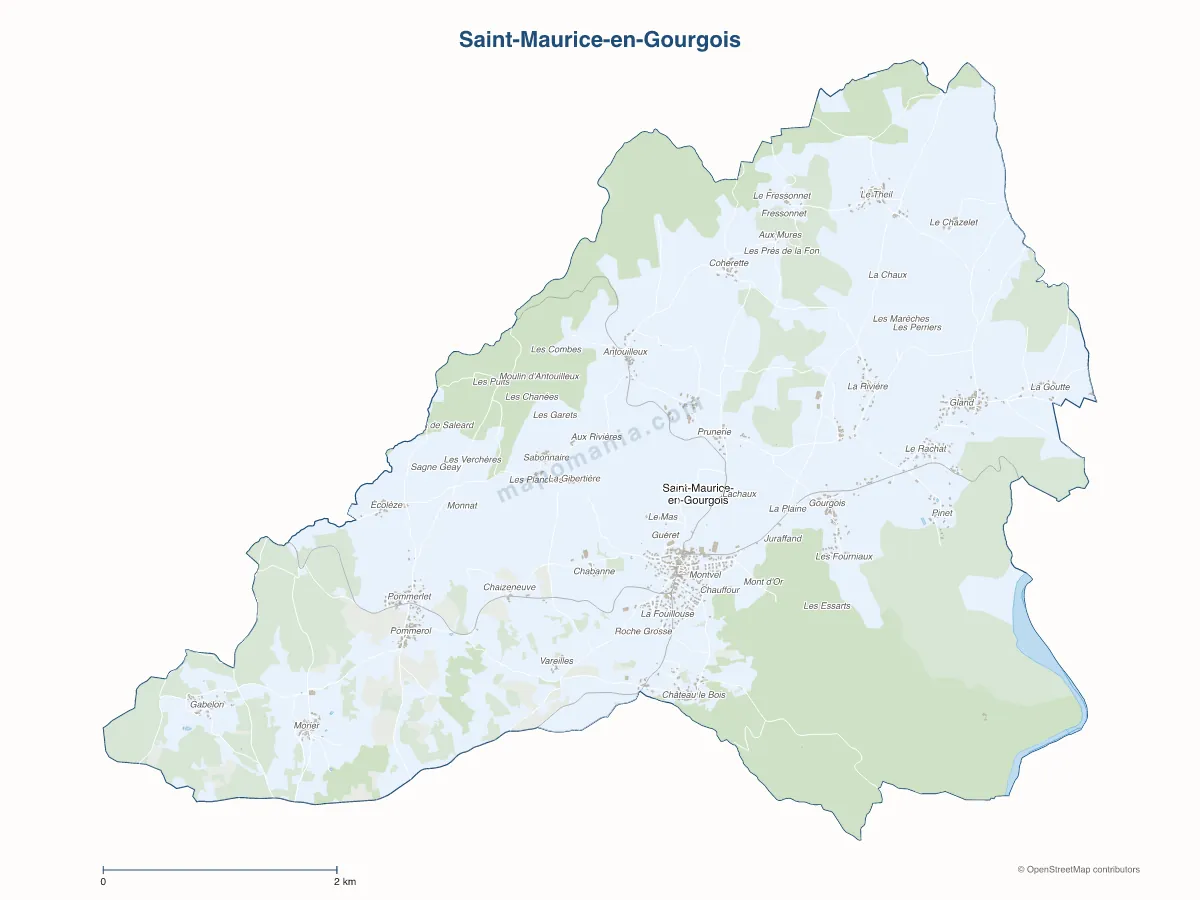 Carte de Saint-Maurice-en-Gourgois à personnaliser