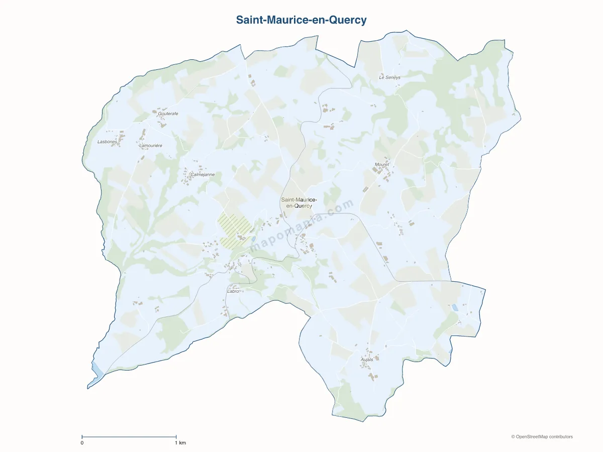 Carte de Saint-Maurice-en-Quercy à personnaliser