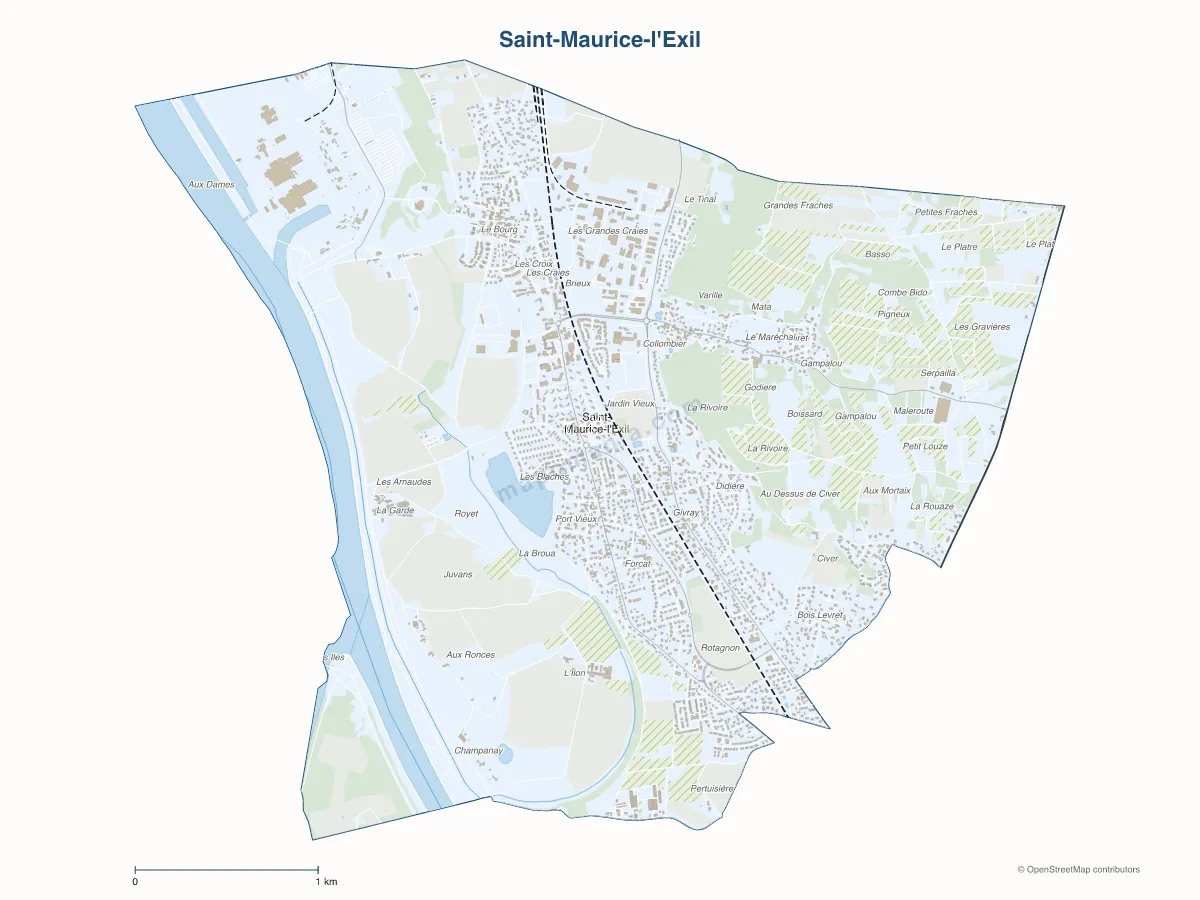 Carte de Saint-Maurice-l'Exil à personnaliser