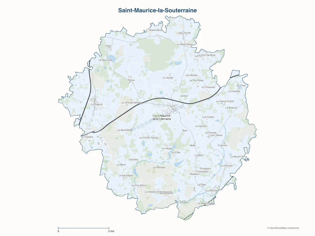 Carte de Saint-Maurice-la-Souterraine à personnaliser