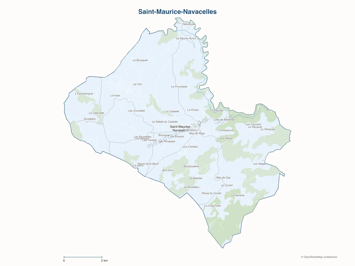 Carte de Saint-Maurice-Navacelles à personnaliser