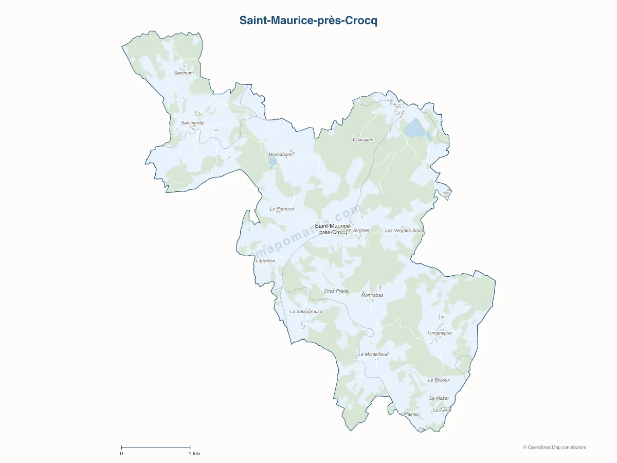 Carte de Saint-Maurice-près-Crocq à personnaliser