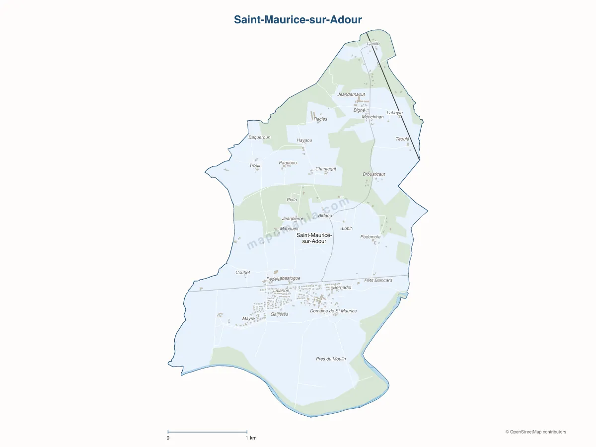 Carte de Saint-Maurice-sur-Adour à personnaliser