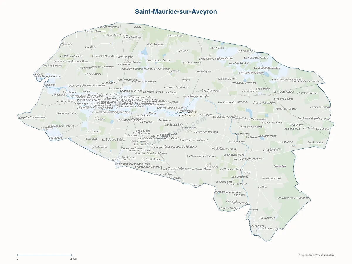 Carte de Saint-Maurice-sur-Aveyron à personnaliser