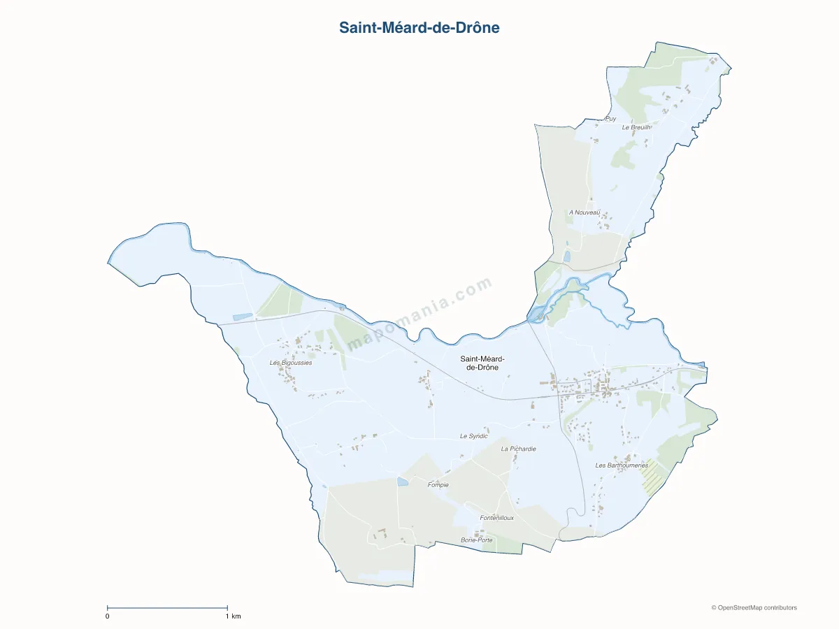 Carte de Saint-Méard-de-Drône à personnaliser