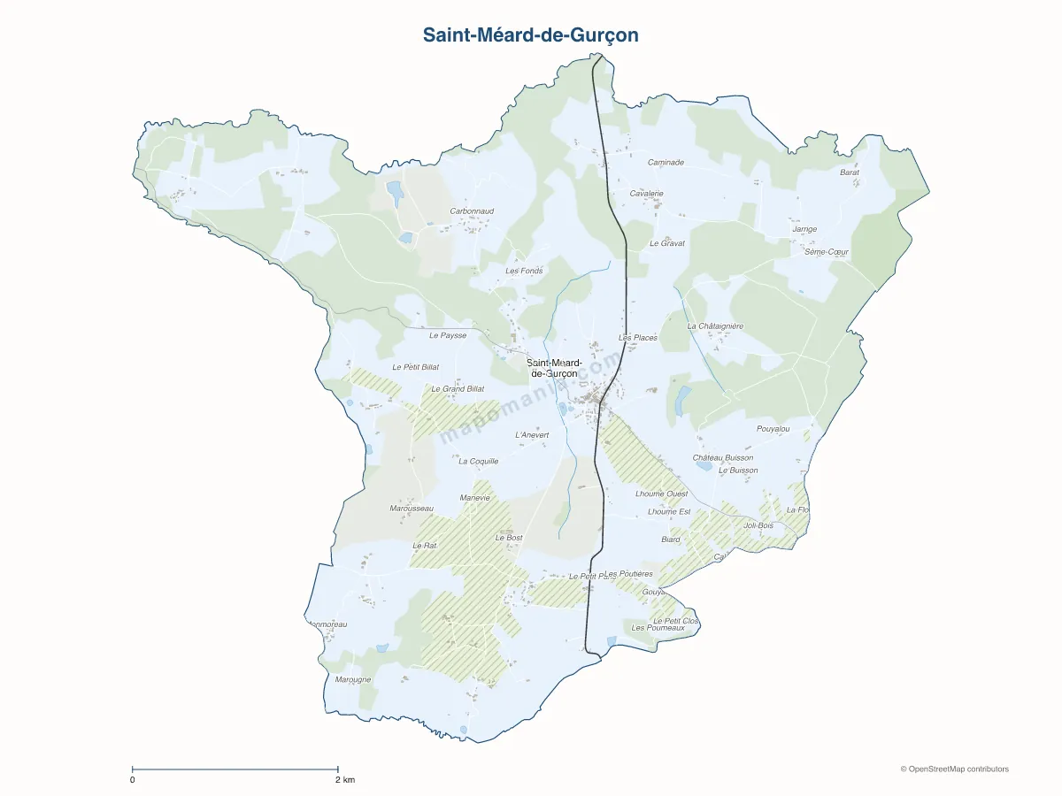 Carte de Saint-Méard-de-Gurçon à personnaliser