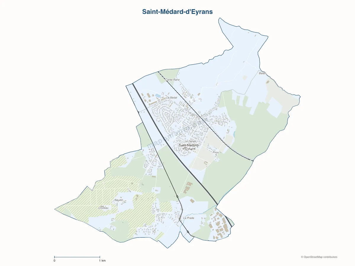 Carte de Saint-Médard-d'Eyrans à personnaliser