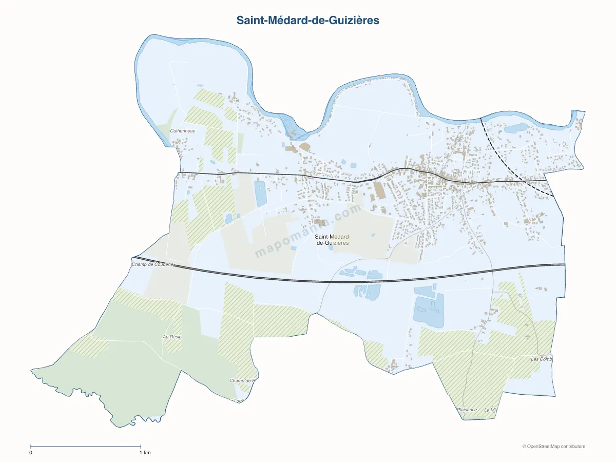 Carte de Saint-Médard-de-Guizières à personnaliser