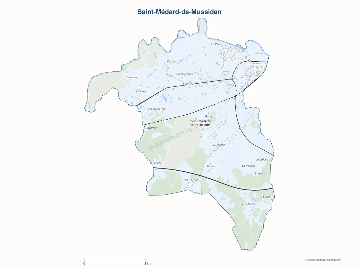 Carte de Saint-Médard-de-Mussidan à personnaliser