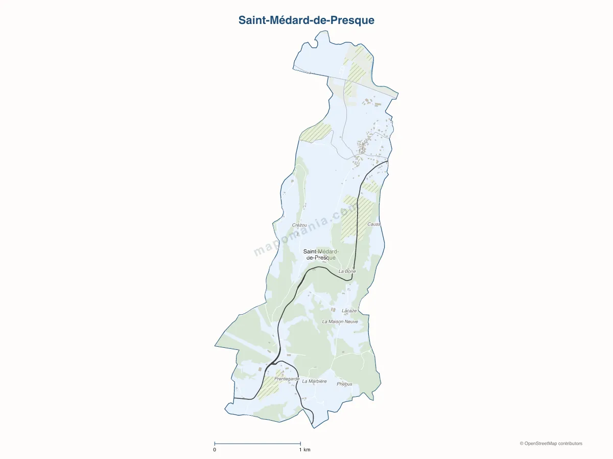 Carte de Saint-Médard-de-Presque à personnaliser