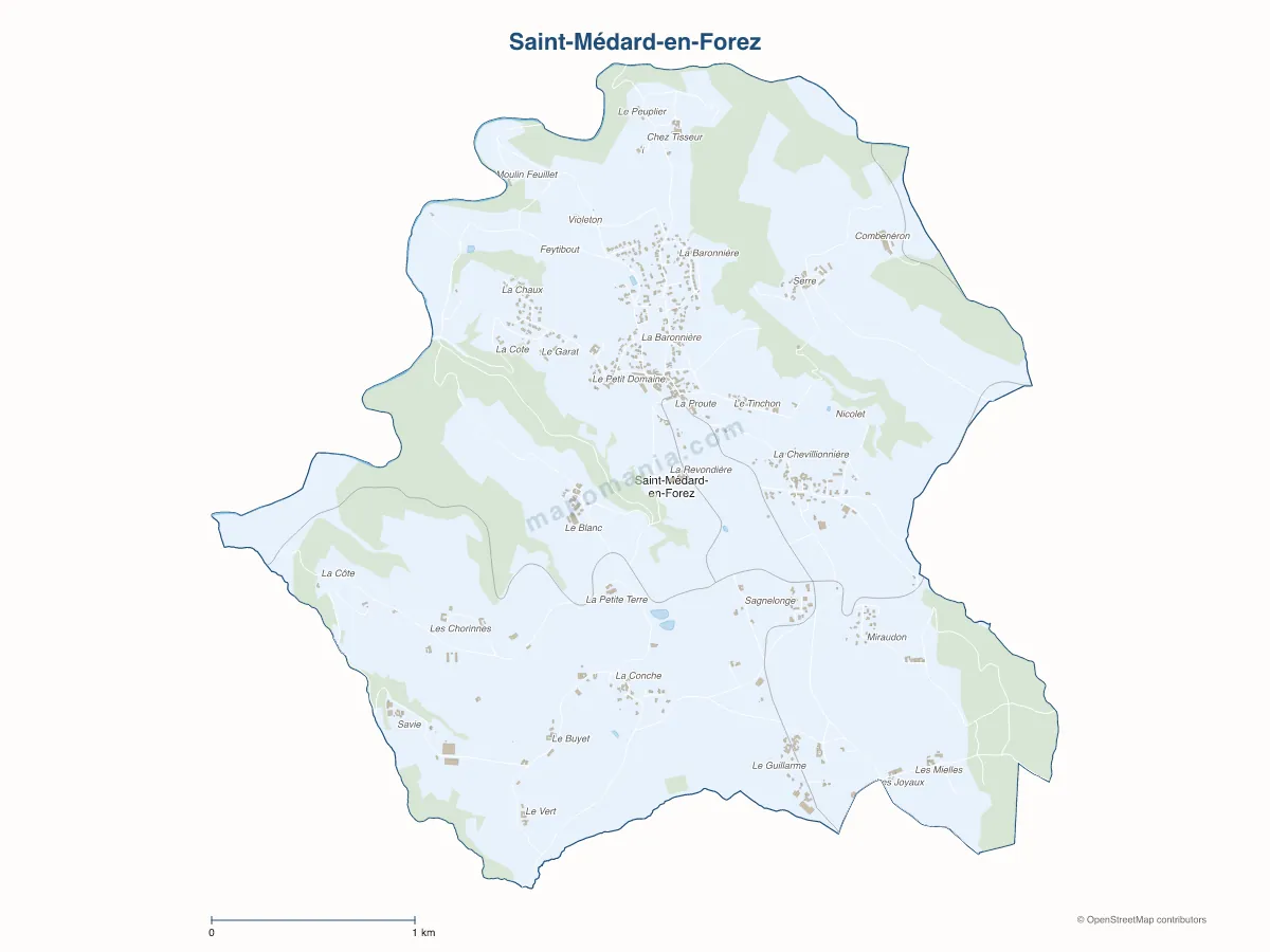 Carte de Saint-Médard-en-Forez à personnaliser