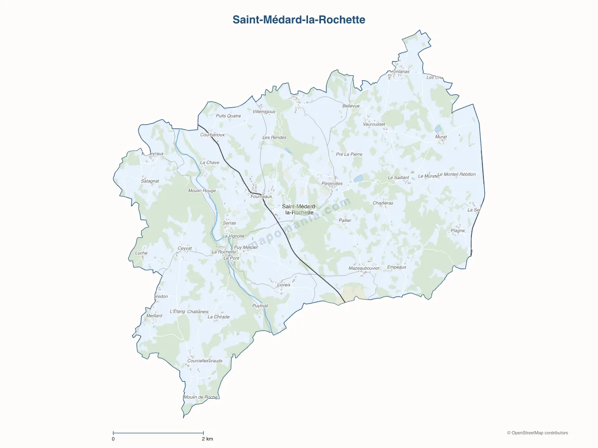 Carte de Saint-Médard-la-Rochette à personnaliser