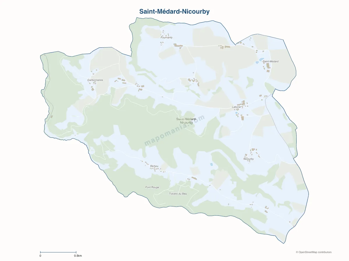 Carte de Saint-Médard-Nicourby à personnaliser