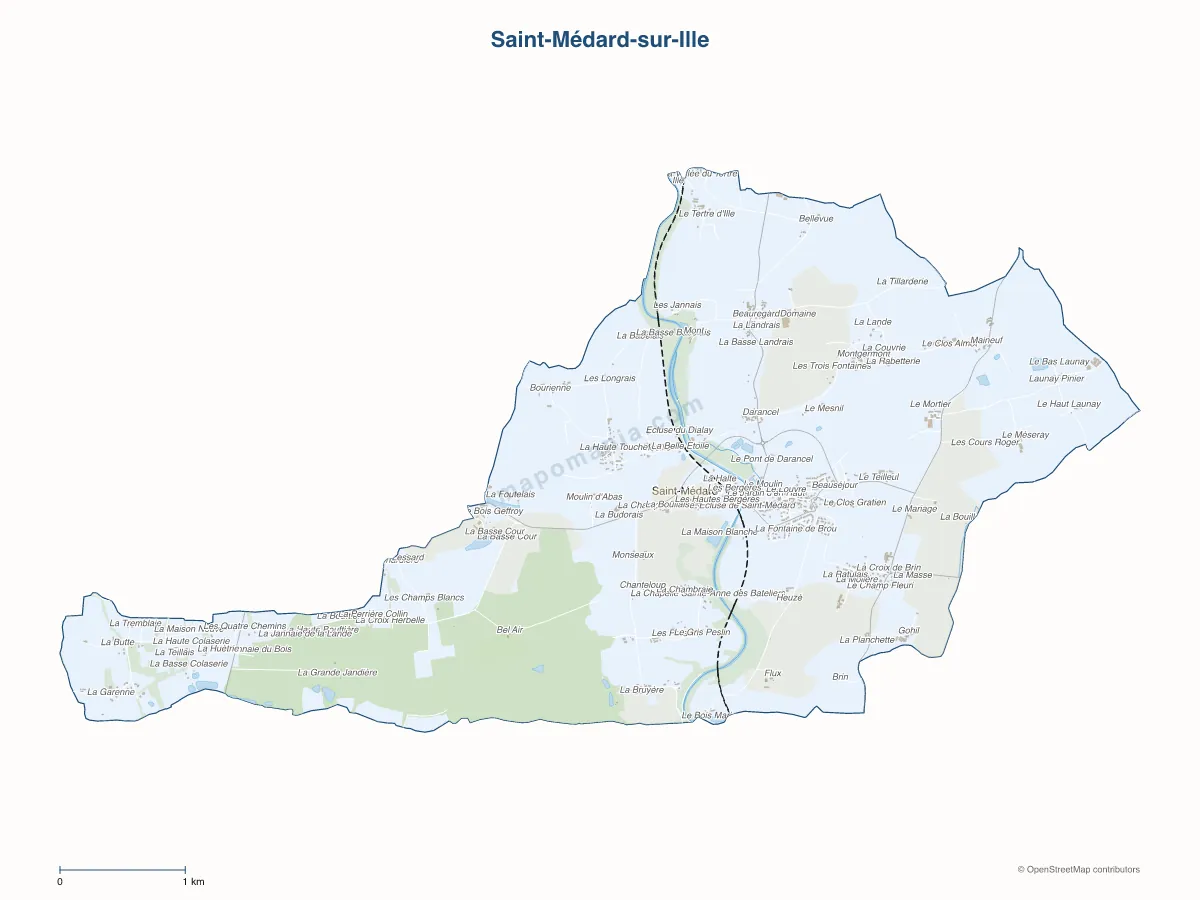Carte de Saint-Médard-sur-Ille à personnaliser