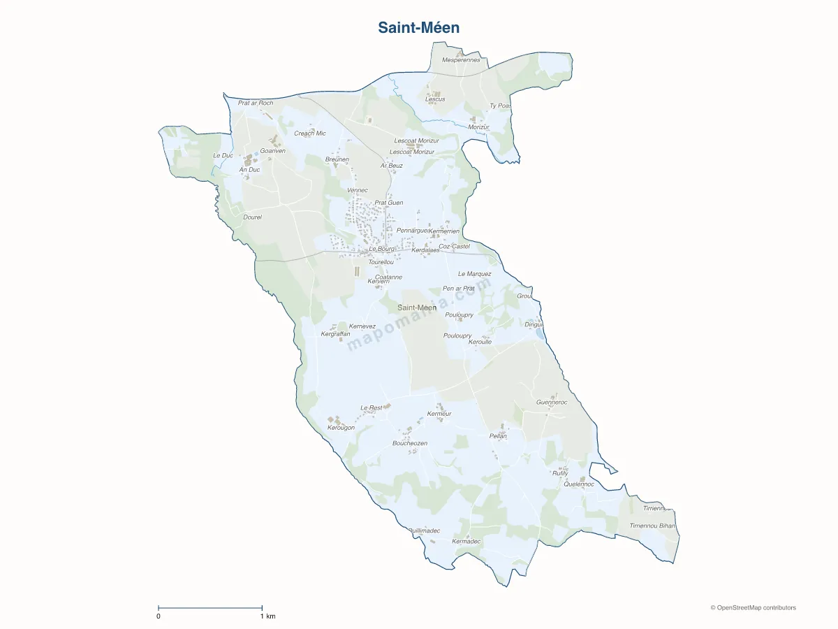 Carte de Saint-Méen à personnaliser
