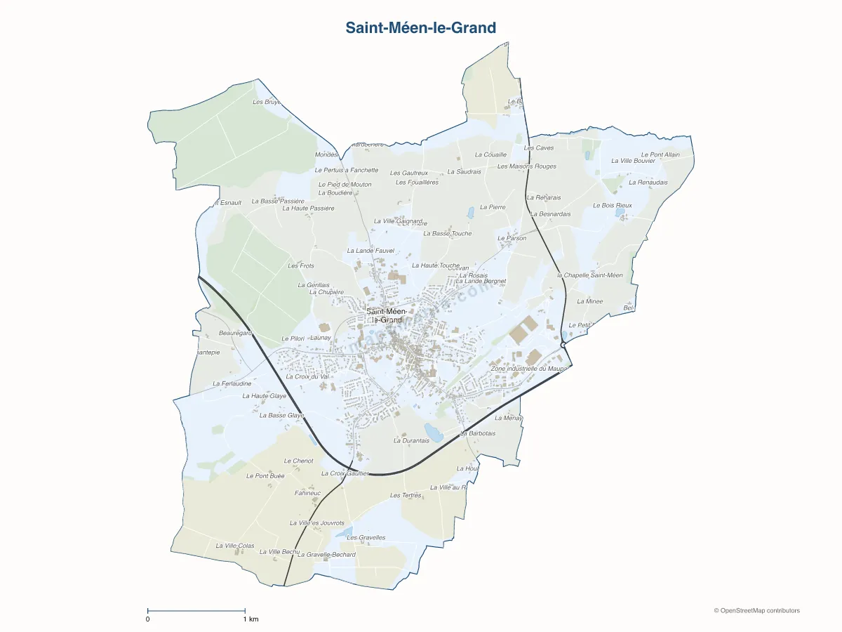 Carte de Saint-Méen-le-Grand à personnaliser