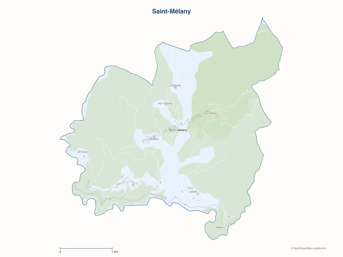 Carte de Saint-Mélany à personnaliser