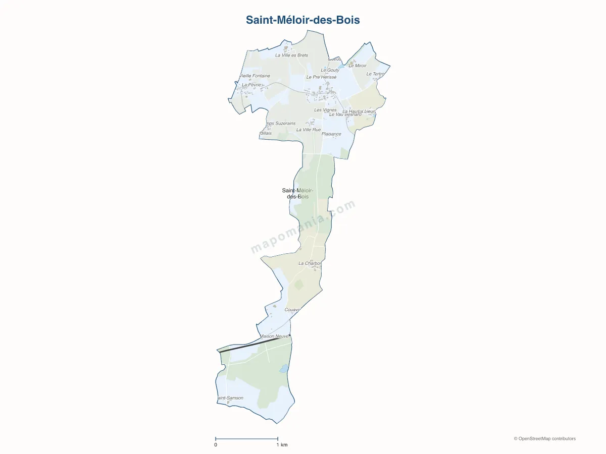 Carte de Saint-Méloir-des-Bois à personnaliser