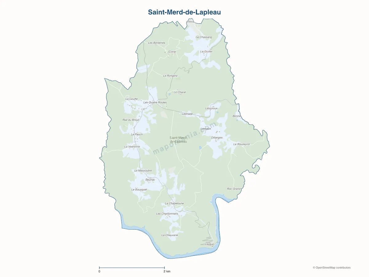 Carte de Saint-Merd-de-Lapleau à personnaliser