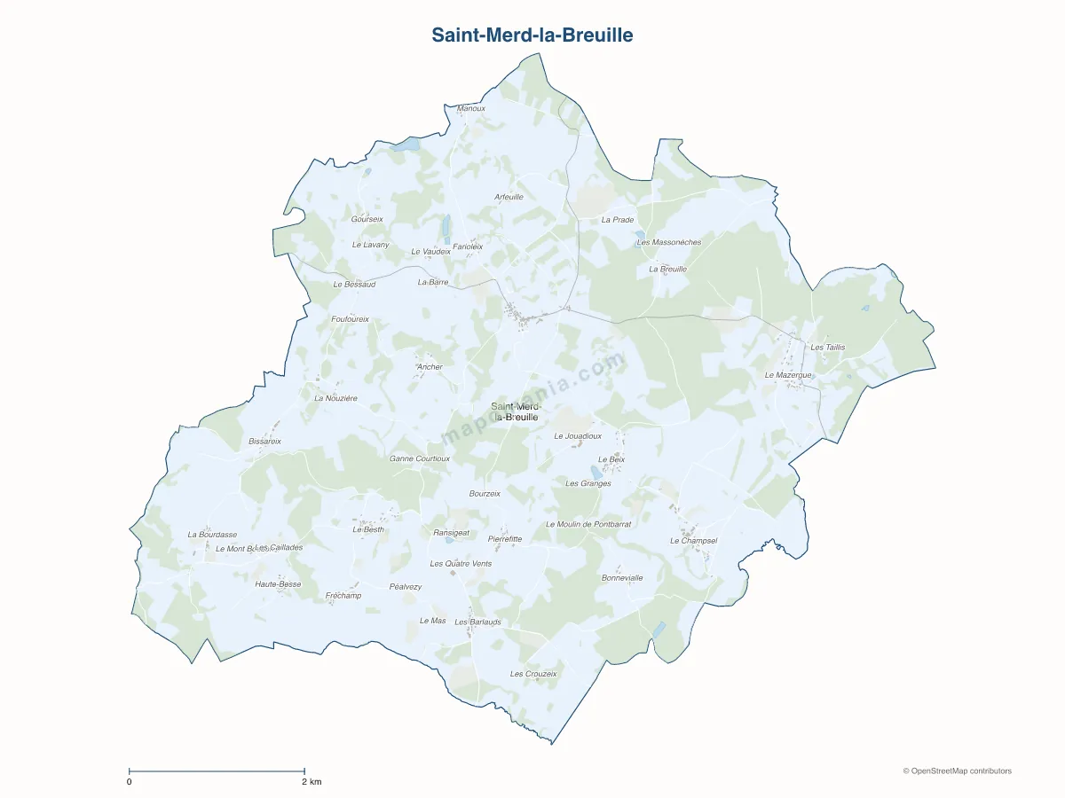 Carte de Saint-Merd-la-Breuille à personnaliser