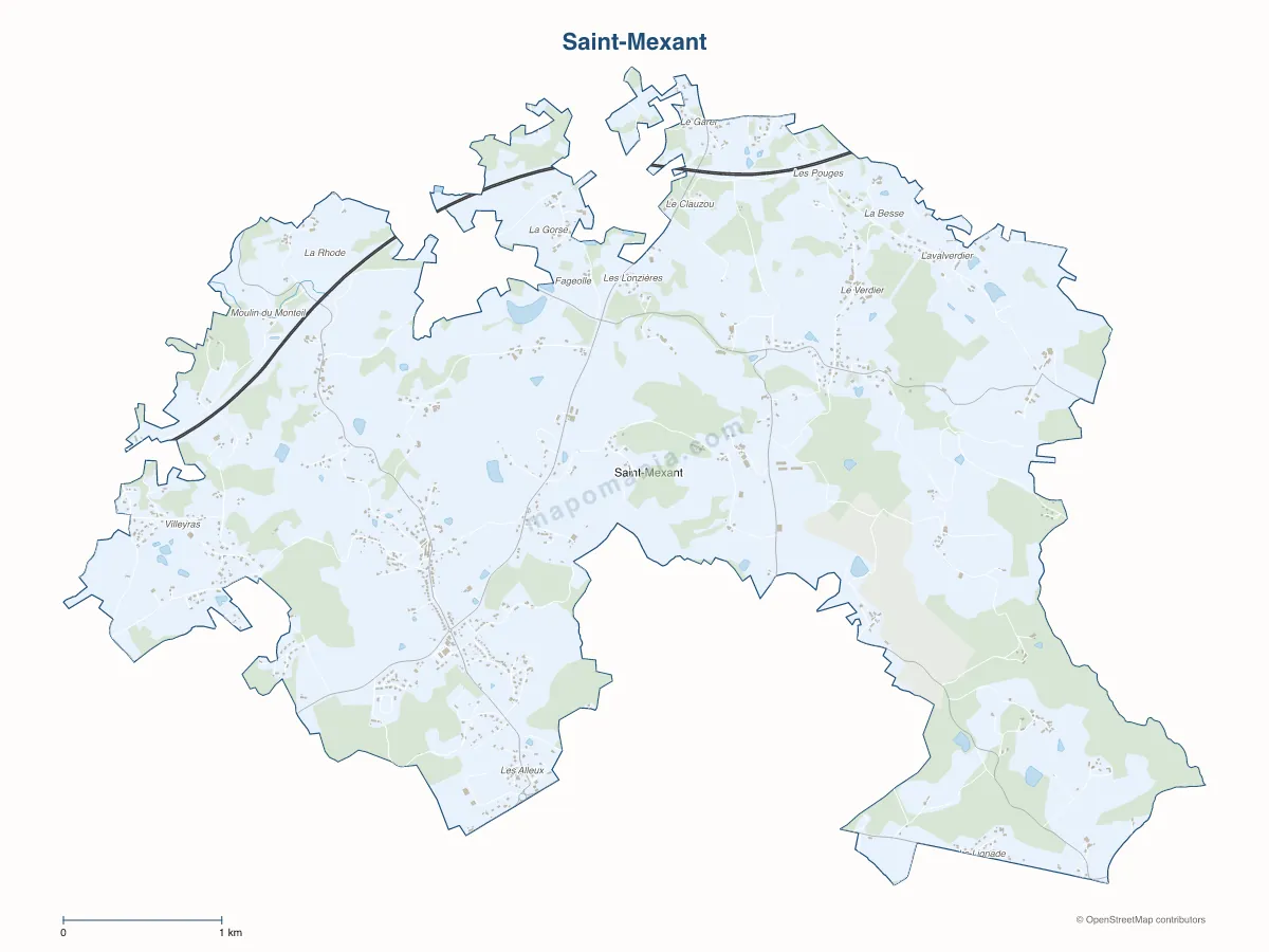 Carte de Saint-Mexant à personnaliser