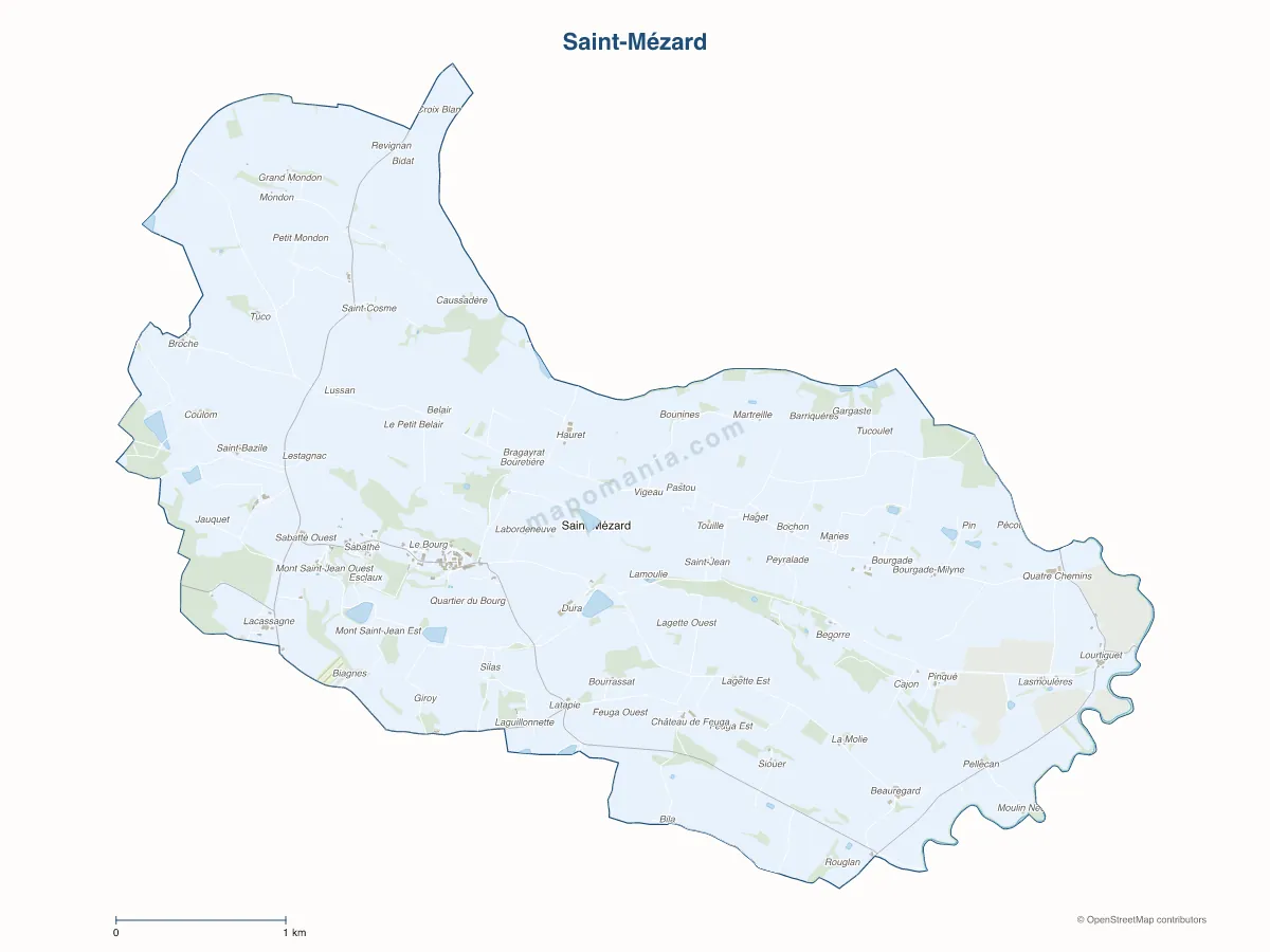 Carte de Saint-Mézard à personnaliser
