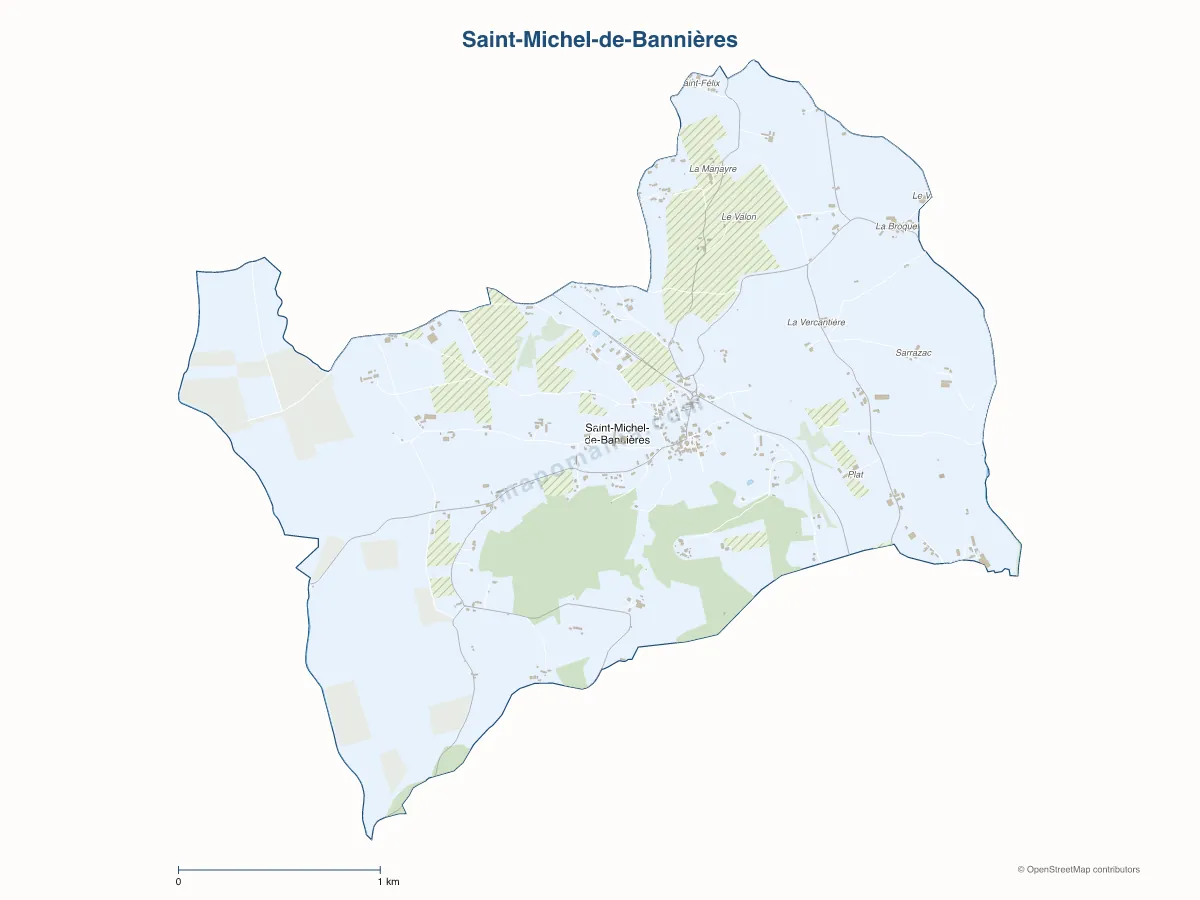 Carte de Saint-Michel-de-Bannières à personnaliser