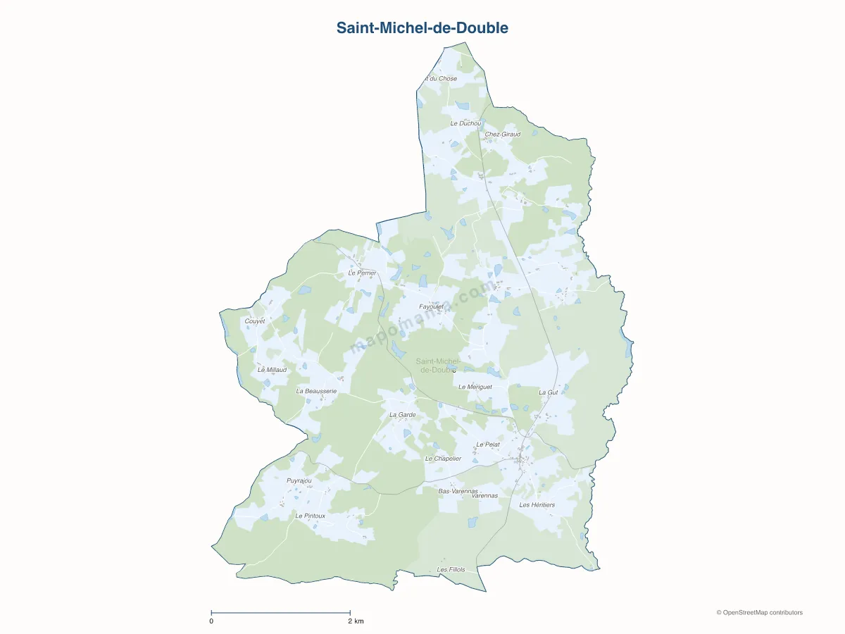 Carte de Saint-Michel-de-Double à personnaliser