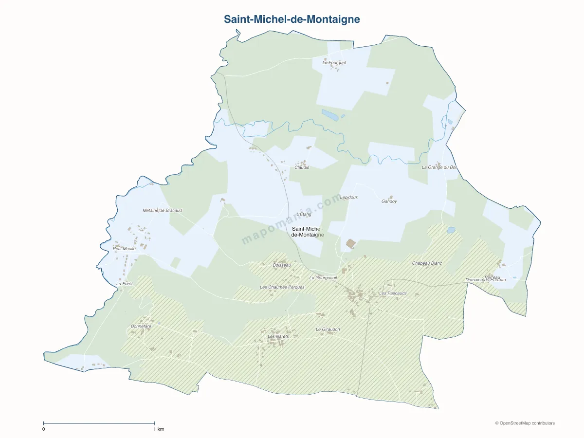 Carte de Saint-Michel-de-Montaigne à personnaliser
