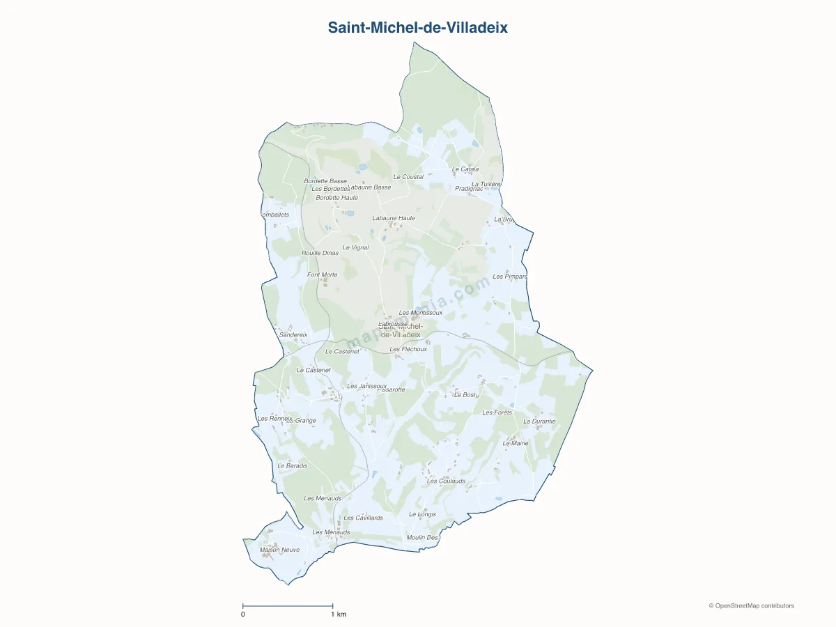Carte de Saint-Michel-de-Villadeix à personnaliser