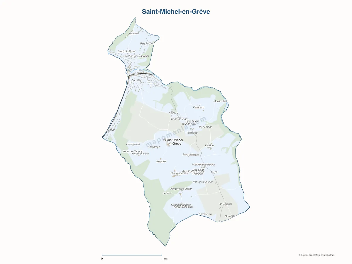 Carte de Saint-Michel-en-Grève à personnaliser