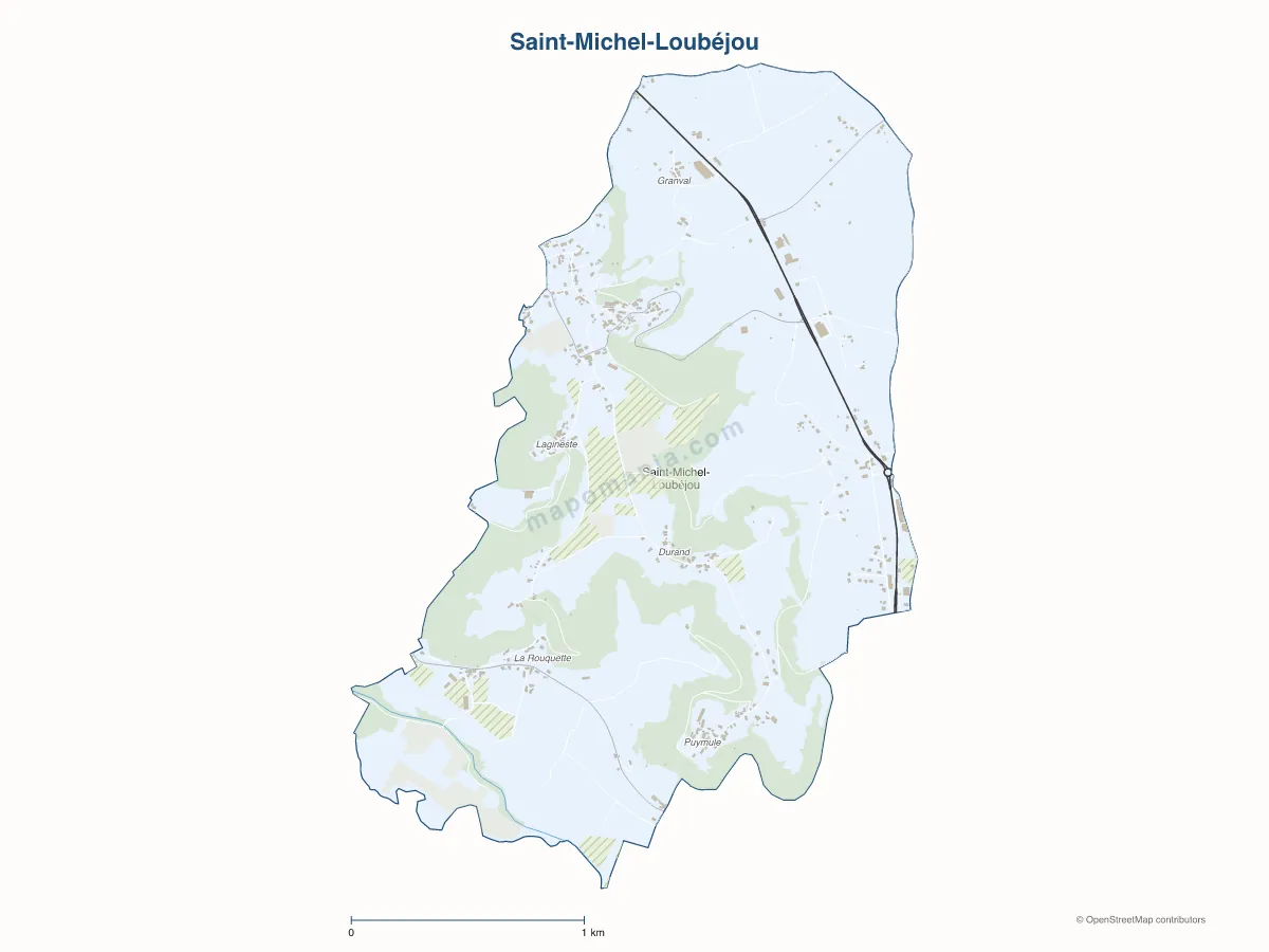 Carte de Saint-Michel-Loubéjou à personnaliser