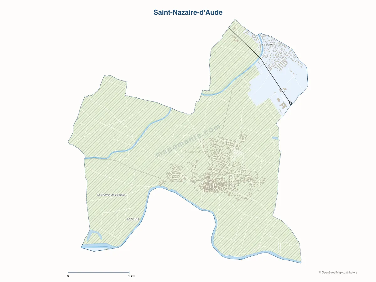 Carte de Saint-Nazaire-d'Aude à personnaliser