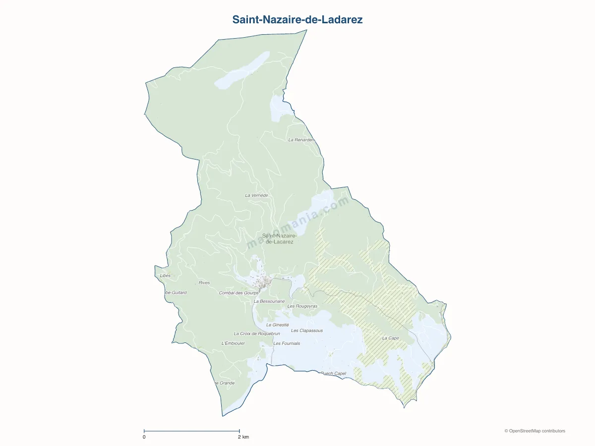 Carte de Saint-Nazaire-de-Ladarez à personnaliser